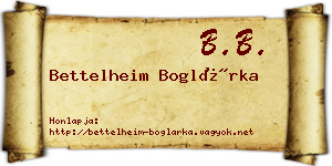 Bettelheim Boglárka névjegykártya